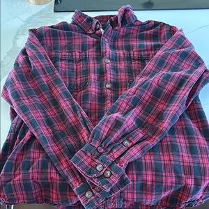 Duluth Trading Red and Black Plaid Shirt